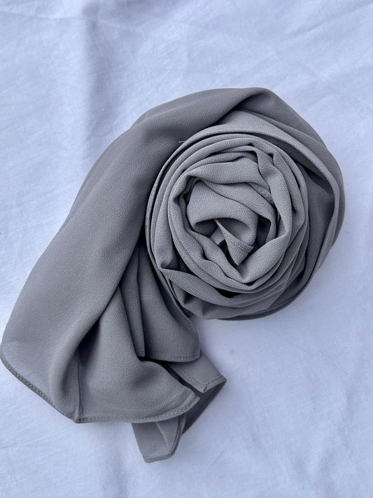 Light Grey Chiffon Hijab + Grey Undercap